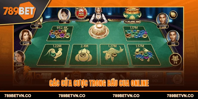Các cửa cược trong Bầu cua online